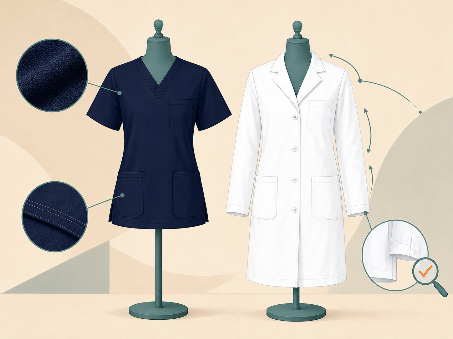 MedONN scrub and doctor coat quality construction details